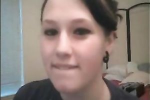 Nasty dark brown legal age teenager shows her very lengthy pierced tongue