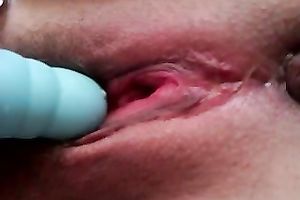 Poking my soaked rock hard wet crack with fancy ribbed vibe for my hubby