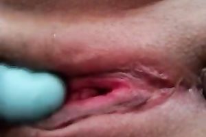 Poking my soaked rock hard wet crack with fancy ribbed vibe for my hubby