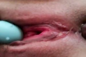 Poking my soaked rock hard wet crack with fancy ribbed vibe for my hubby