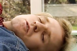 Brunette legal age teenager bitch receives fucked hard from behind during the time that licking juicy bushy slit. FFM