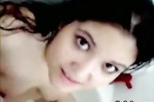 Chubby Indian hottie with moist hair is engulfing hard dong in POV