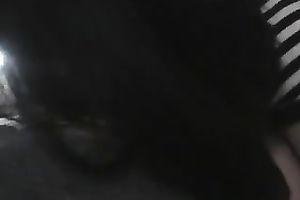 Cute brunette hair legal age teenager wench takes shlong in her tiny throat