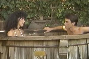Provocative dark brown with appetizing gazoo gives oral-sex in front of a mirror