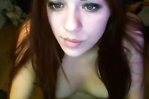 Red-haired web camera model can't live without being undressed all the time