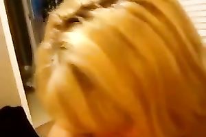 Insatiable golden-haired hoe sucks my weiner and doesn't crave to stop