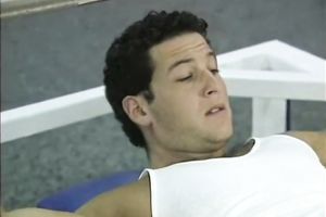 Two lusty chicks and one freaky tutor have astounding trio after fitness classes in gym
