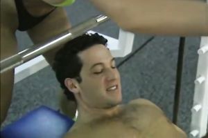 Two lusty chicks and one freaky tutor have astounding trio after fitness classes in gym