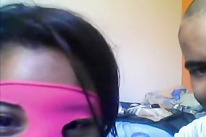 Petite Latina gf in pink mask gives me good oral-service on livecam