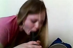 Fair-haired beauty sucks a BBC and doesn't desire to stop