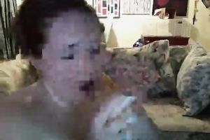Chubby ex girlfriend took large indecent facial in front of livecam