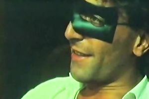 Kinky blonde wench undresses in front of slutty guy in a mask