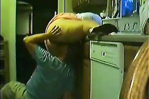 Chubby hotwife gets her cookie licked and drilled in the kitchen