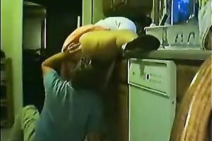 Chubby hotwife gets her cookie licked and drilled in the kitchen