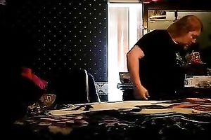 The hidden webcam in the bedroom catches my slutwife topless