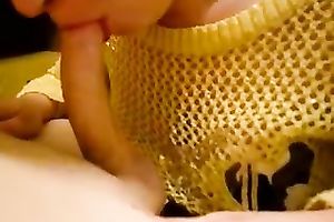 Blonde white BBC slut sucks my hairless dong in my living room