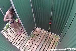 Gorgeous brunette hair sweety takes a shower on hidden livecam