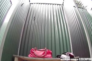 Gorgeous brunette hair sweety takes a shower on hidden livecam