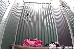 Gorgeous brunette hair sweety takes a shower on hidden livecam