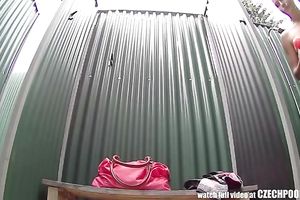 Gorgeous brunette hair sweety takes a shower on hidden livecam