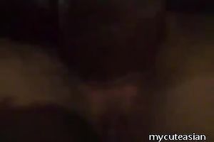 Homemade movie scene with dilettante Asian pair banging in the missionary pose