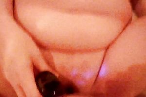 My fat wife rubs her clitoris with a dildo as I drill her hairless fur pie