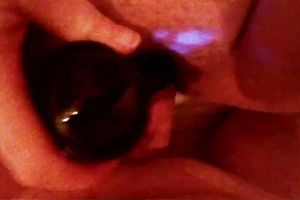 My fat wife rubs her clitoris with a dildo as I drill her hairless fur pie
