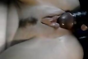 Large and long dark wang permeating a constricted and recent looking arse hole