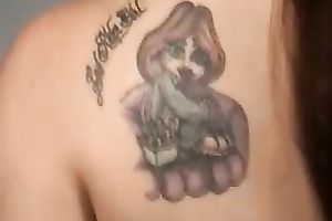 Classy brunette hair with large zeppelins drills her soaked cum-hole with her pink marital-device