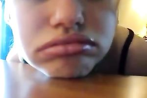 Barely legal golden-haired livecam sweetheart jacks off her bf's large pecker