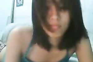 Sweet Asian kinky wife is taking off her raiment on web camera