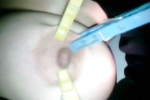 I clamp clothespins on my girlfriend's merry teats