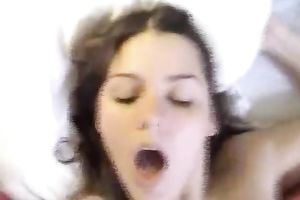 Voracious chestnut girlfriend rides me on top and takes facial