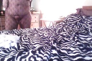 Fat gazoo mother I'd like to fuck in crotchless hose is rubbing her charming cum-hole on livecam