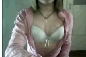 Slender teen shows me her tasty milk cans and a-hole on webcam
