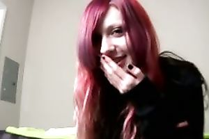 The adventures of a redhead slim legal age teenager playgirl with a giant sex tool