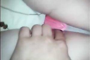 Pounding my GF's pretty twat with her recent sex tool