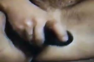 Homemade solo scene with my hotwife toying her shaggy cunt