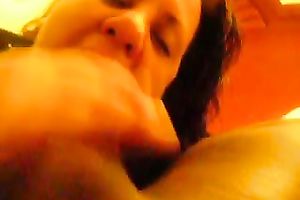 Dick-hungry brunette hair milf can not take her lips off my BBC