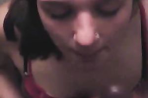 My dark-haired fuckbyddy sucks my dark manhood and receives facialed