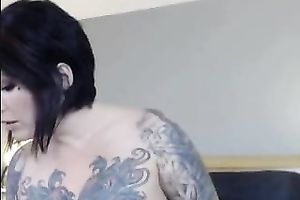 You just got to watch this charming tattooed brunette hair milf