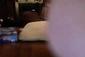 Chubby brunette hair shows her bushy cookie and rubs it ardently