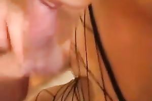 Kinky mulatto honey in fishnet underware drilled and jizzed on her face