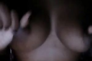 Full bosomed sexpot is caressing her big soaked meatballs for me