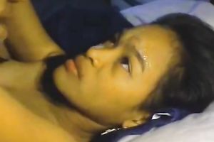 My girlfriend gives me irrumation and I goo on her lewd face