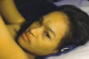 My girlfriend gives me irrumation and I goo on her lewd face