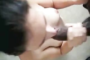 Petite white girlfriend worships my large dark knob by engulfing it