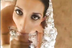 Delightful redhead whore with great shapes sucks hard weenie