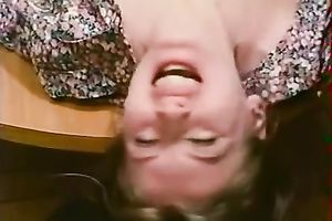 Tasty looking large breasted blondie got mish style screwed on cocktail table