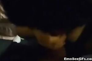 Bosomy brunette hair playgirl favours a chap with a oral and a cook jerking